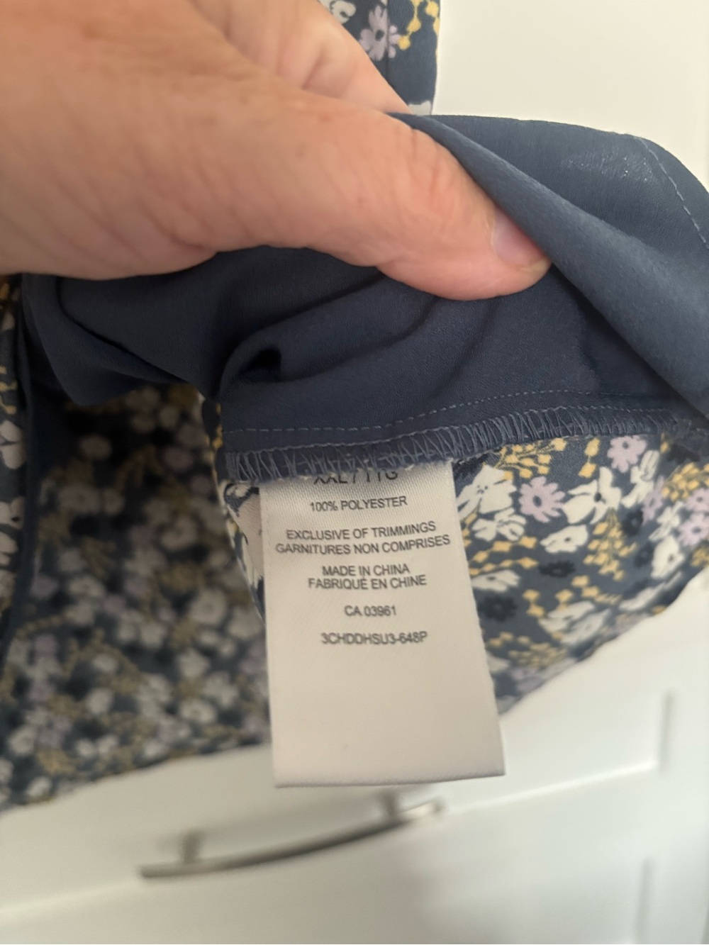 Denver Hayes Navy Floral Ruffle Sleeve Blouse - Picture 5 of 5
